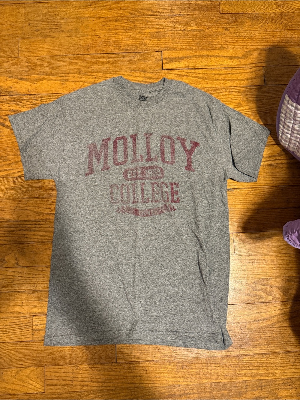 MV Sport Gray T-Shirt with Maroon Molloy College Print